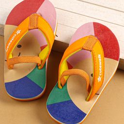 Cute Walk by Babyhug Flip Flops with Back Strap Closure - Red Orange & Blue-picture-16