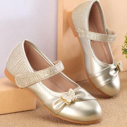 Cute Walk By Babyhug Ballerinas With Velcro Closure & Butterfly Applique - Golden-image-23