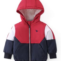 Babyhug Full Sleeves Cut & Sew Hooded Padded Jacket - Multicolour-image-98