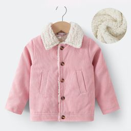 Kookie Kids Full Sleeves Jacket with Pocket & Fur Detailing - Pink-image-55