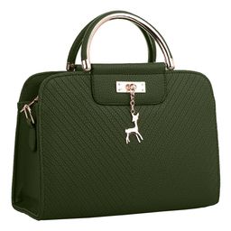 SYGA Women's Handbag Corrugated Fawn Pendant Cute Shoulder Bag Fashionable Style Crossbody Bag(Green)-image-59