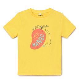 Milou Cotton Half Sleeves Rub and Smell Mango Printed Tee - Yellow-image-40