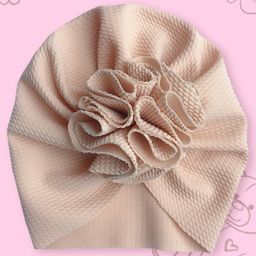 Polka Tots Cotton Solid Flower Cap - Beige-image-69
