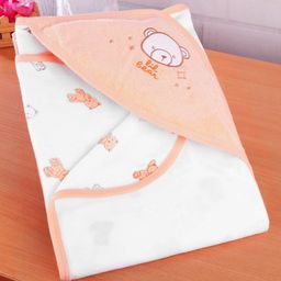 Simply Terry Knit Hooded Bear Printed Towel & Wrapper L 80 x B 80 cm - Coral-image-54