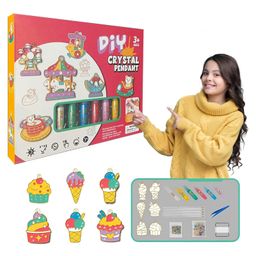 Urbane Chic DIY Crystal Pendant Craft Kit, 6 Pendants, 6 Colored Pencils, Beads, Strings-Multicolor(color may vary)-16