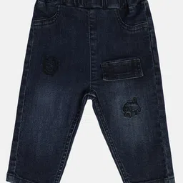MINI KLUB Cotton Denim Animals Embroidered Jeans - Blue-picture-0