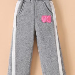 Mark & Mia Cotton Full Length Trouser with Embroidered Patch - Grey-image-24