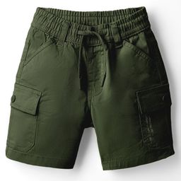 Ruff Cotton Woven Above Knee Length Solid Coloured Bermuda Short With Side Pockets - Olive Green-image-86