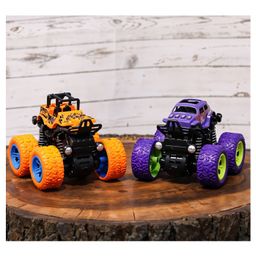 TodFod 4x4 Big Wheel Monster Truck Toy Cars Set of 4 Pull Back Action Vehicles, 1:48 Scale, Purple Body with Green Wheels, Rugged Off-Road Design for Boys & Girls Ages 3+-image-17