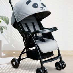 ANGELS & MICE Panda Baby Stroller Pram Newborn-3 Years, Iron, Food Tray, Foldable Baby Trolley with Safety Harness, Recline Seat & Extendable Canopy, Lightweight Baby Carrier & Pram, Grey-image-101