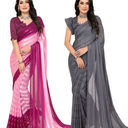 Moda Rapido Pack of 2 Striped Satin Saree-picture-48