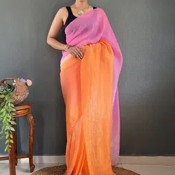 DIVASTRI Ombre Dyed Pure Georgette Ready to Wear Saree-image-44