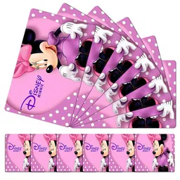 Kuber Industries 12-Pcs Pink & Black Minni Printed Rectangle Table Placemats With Coasters-56