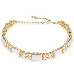 HAIR DRAMA CO. Women Gold Plated Hair Band with Pearls and Crystals-image-32