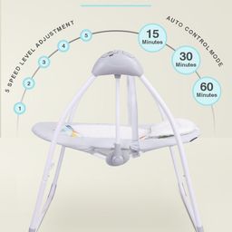 R for Rabbit Snicker Automatic Baby Swing - Grey image 2