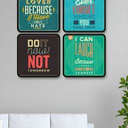 Livin'luxe Green & Black Set of 4 Piece MDF Other Wall Paintings-picture-4