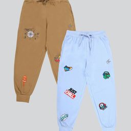 KiddoPanti Boys Pack Of 2 Printed Pure Cotton Joggers-picture-41