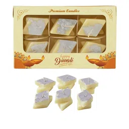 Tiny Shiny White Pack of 6 Crystal Soya Wax Barfi Candle-picture-1