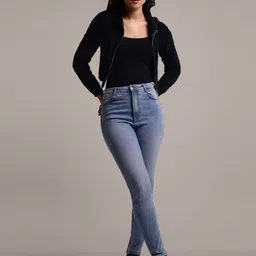 iki chic Women Ribbed Woollen Crop Cardigan-image-56