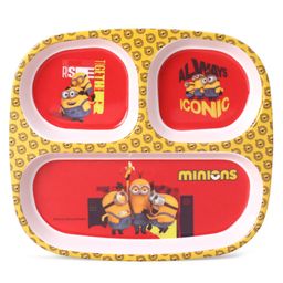 Servewell Rectangular 3 Partition Plate with Spoon and Fork Minions Theme - Multicolour image 4