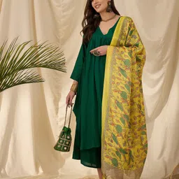 InWeave Women Regular Kurta with Palazzos & With Dupatta-picture-34