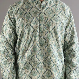 Exotic India Men Kurta-Pajama Set with All Over Victorian Digital Print Pattern image 5