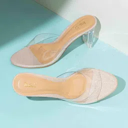 Inc 5 Women Transparent Party Block Mules Heels-0
