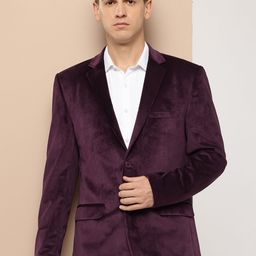 INVICTUS Velvet Finish Slim Fit Blazer-picture-15