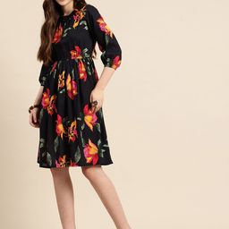 A&K Floral Print Puff Sleeve Fit & Flare Dress-image-59