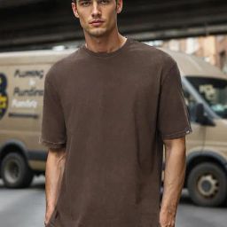 Bewakoof Brown Cotton Oversized Fit Solid T-Shirt-image-89