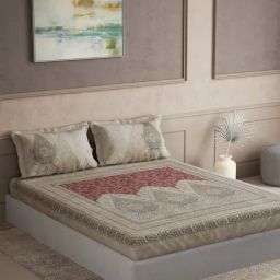 DDECOR Live beautiful Red Cotton Ethnic 145 TC Double Flat Bedsheet with 2 Pillow Covers-image-64