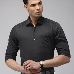 Arrow Self Design Manhattan Slim Fit Opaque Pure Cotton Formal Shirt-picture-0