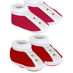 NESKA MODA 3 To 12 Month Infants Set of 2 Pair Combo Cute Soft Cotton Shoe Booties-28