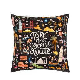 Chumbak Scenic Route Black Cushion Cover - Set of 1-image-1