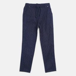 Blue Giraffe Kids Navy Cotton Striped Trousers-picture-35