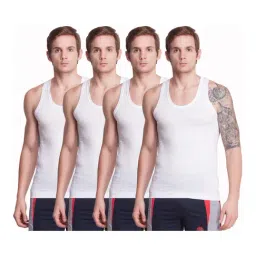 Dollar Bigboss White Cotton Vests - Pack of 4-image-96