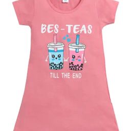 Todd N Teen Kids Pink & Blue Cotton Printed Nighty-image-54