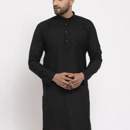 Jompers Black Cotton Regular Fit Kurta-picture-13