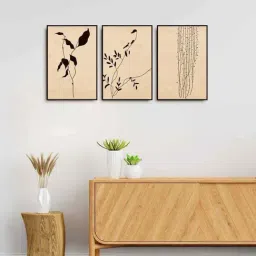 999Store Brown & Black Canvas Wall Painting Panel With Fibre Frame - Set of 3-23