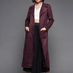 Miss Chase Maroon Relaxed Fit Longline Coat-picture-14