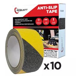 Robustt Yellow/Grey PET Solvent Acrylic Adhesive Anti Skid Tape (5 m x 50 mm) - Pack of 10-image-44