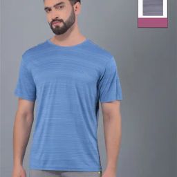 Force NXT Blue & Grey Regular Fit Sports T-Shirt - Pack Of 2-image-99