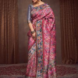 Saree Mall Pink Viscose Self Saree with Blouse Piece-image-30