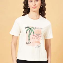 People by Pantaloons White Cotton Printed T-Shirt-image-59