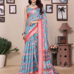 Lookmark Floral Digital Printed Saree with Zari Border-picture-4
