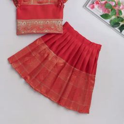 Many Frocks Kids Brown Printed Lehenga with Choli-image-37