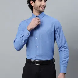 Cantabil Blue Cotton Blend Regular fit Checks Shirt-picture-0