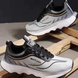 HITWAY Grey Melange Non-Marking Mesh Walking Sports Shoes-image-50