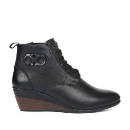 Zoom Shoes Women's Black Wedge Booties-image-67