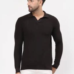 Kalt Dark Brown Regular Fit Texture Polo T-Shirt-picture-47
